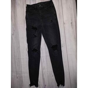 American Eagle Outfitters Black Distressed High Waisted Jeans The Dream Size 2
